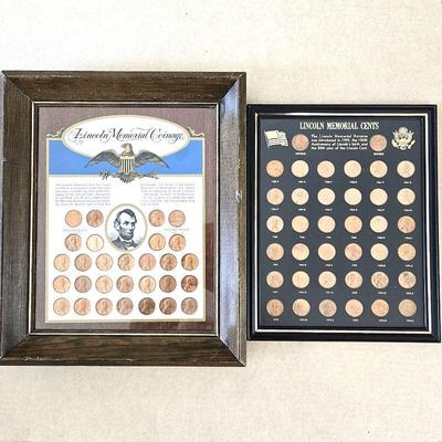 Set of Two Lincoln Memorial Penny Collections Framed Displays