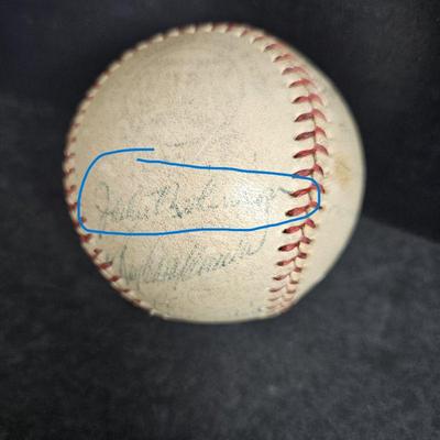 LB Signed Spalding Baseball ~ Appears to be a 1950s Brooklyn Dodgers Ball w/ Signatures Jackie Robinson, Gil Hodges, Walt Alston, Ben...