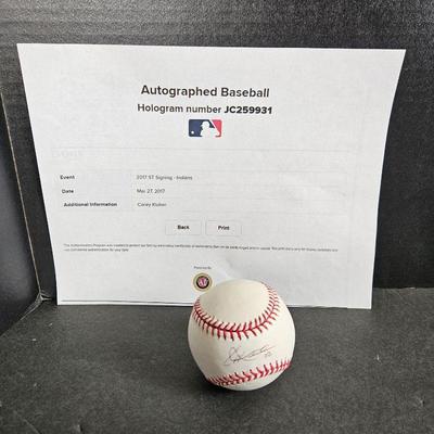  Signed MLB Certified Baseball by Cleveland's Corey Kluber in 2017 with Hologram 
