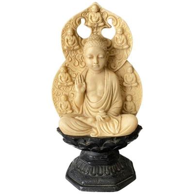 - Sculpture of The Buddha in Seated Meditation on Traditional Lotus FlowerÂ 