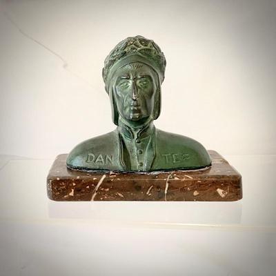 Lot # S-11 -Miniature Cast Bust of the Italian Poet Dante Alighieri on Granite Base
