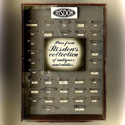 Lot # L38 -One of a Kind Antique Shadow Box Containing Risdon Brand Safety Pins from the 1800's