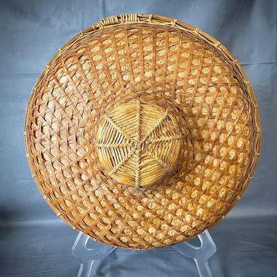 Lot #L-36 -Vintage Chinese Woven Rattan Farmers Hat purchased in Hong Kong