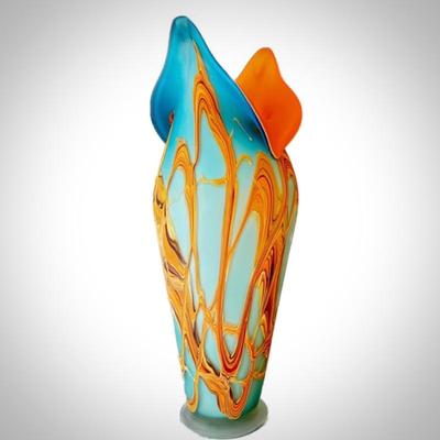 Lot #S-34 -Original Baijan Art Glass- Signed Exotic Handblown Layered Matte Glass Vase by Essie Zareh