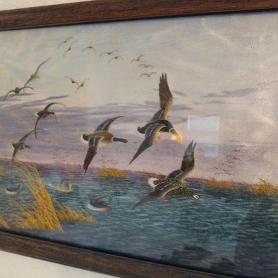 Framed Embroidery Ducks Art