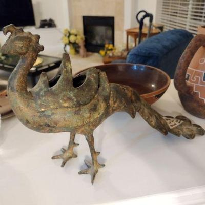 Cast Iron Peacock Incense Burner