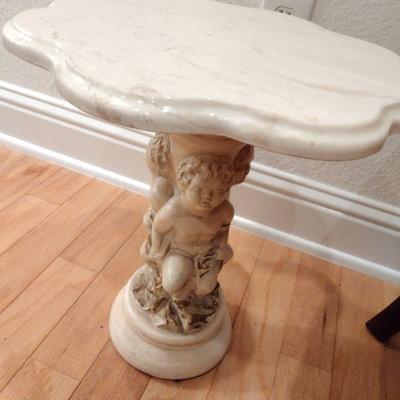 Marble Top Cherub Side Table