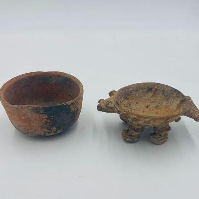 Pre-Columbian Black Painted Small Bowl with Finger Marks on Rim