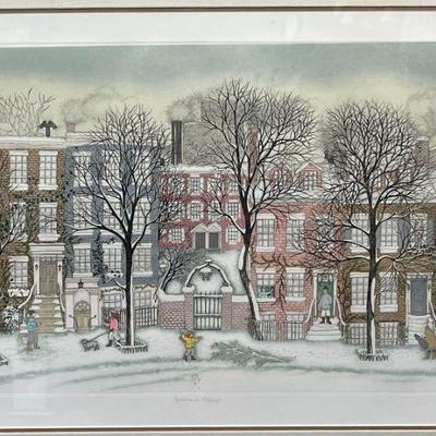 Cuca Romley (b. 1933, New York) â€œGreenwich Villageâ€ Hand Colored Etching, 1980