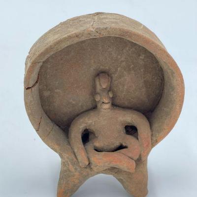 Pre-Classic Colima (Mexico) Enthroned Seated Figure in Drum