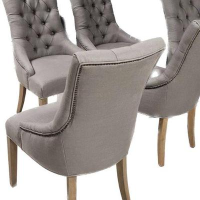 RH Martine Tufted Fabric Dining Chairs, 6pc Set