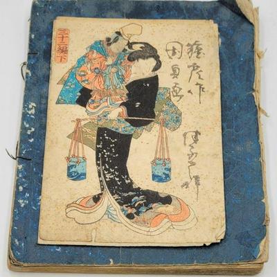 Meiji Period Japanese Sketch Books with Hand Drawn & Colored Illustrations