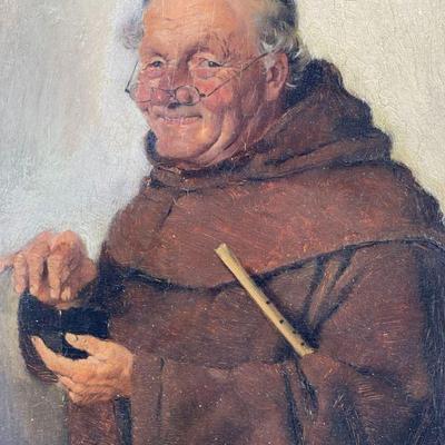 Hedwig Oehring (b.1855, German) Oil on Board of Monk