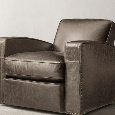 Pair of RH Leather Library Chairs