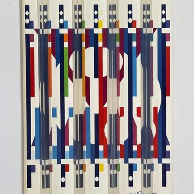 Yaacov Agam (b. 1928, New York/ Israel) Campus Dedication Print in Custom Frame