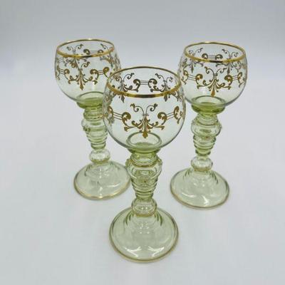 Antique Gilt Bohemian Wines (3pc Set)