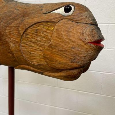 Loder Lampela (1940-2002, Amesville) Folk Art Fish on Iron Stand