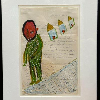 Karl Mullen (Contemporary, Ireland) Folk Art Mixed Medias on Paper