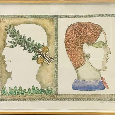 Ford Ruthling (1933-2015, New Mexico) â€œReflected Imageâ€ 1984 Embossed Painting