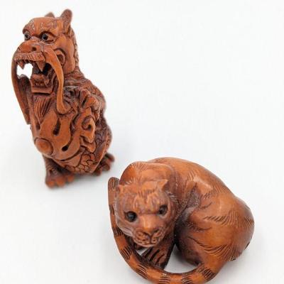 Carved Boxwood & Tagua Nut Figures/ Netsukes