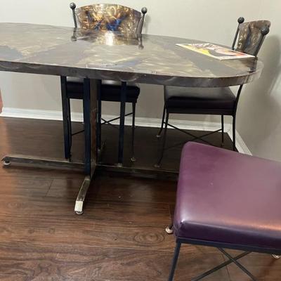 Metal custom art deco table with 4 chairs Amazing Piece