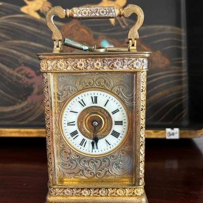 Antique carriage clock with key
