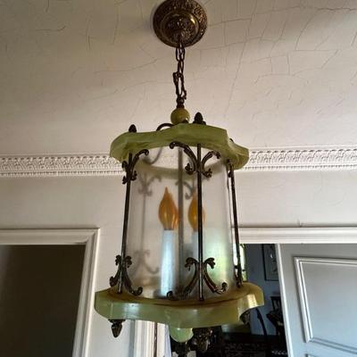 Jade trimmed ceiling lamp