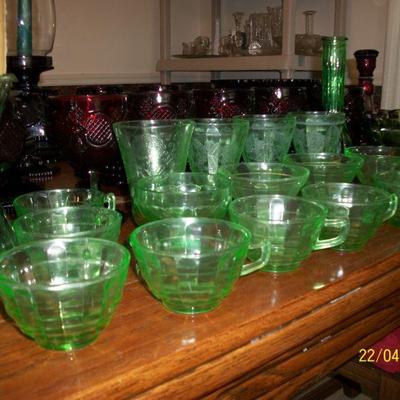Green Optic Block Glassware