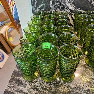 INDIANA WHITEHALL AVOCADO GREEN GLASSES