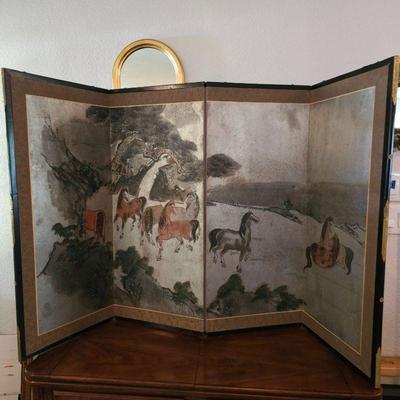 CHINESE PAINTED SILK SCREEN/DIVIDER WALL HANGING