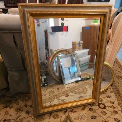  LARGE RECTANGULAR GILT WOOD FRAME WALL MIRROR