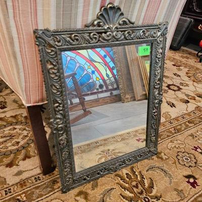 VINTAGE ITALIAN BRONZE ORNATE WALL MIRROR