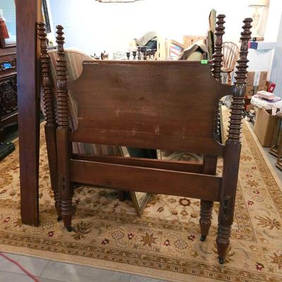 Antique Full Spool Twin Size Bed W/ Casters