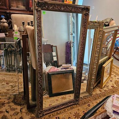 LARGE BAROQUE STYLE CARVED GILT WOOD WALL MIRROR