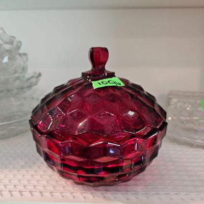VINTAGE FOSTORIA AMERICAN RUBY RED CANDY DISH