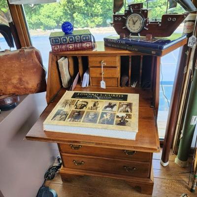 Small secretary desk, ship clock
