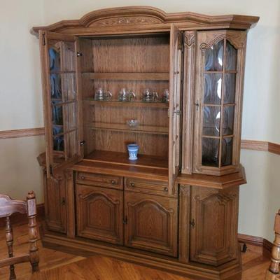 Hand Crafted Pecan Display Cabinet/Hutch