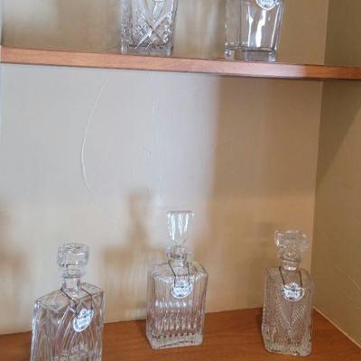 Crystal Liquor Decanters with Tags