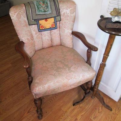 PRESALE ITEM: Vintage Newer Upholstery Pink Arm Chair - $100 (Credit card only, pickup available on Thurs, April 27th-Tues, May 2nd)...