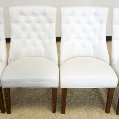 1090	SET OF 4 TIMBER INDUSTRIES UPHOLSTERED SIDE CHAIRS, TUFTED BACK, WEAR & DISCOLORATION ON ONE CHAIR

