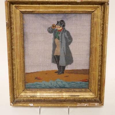 1018	ANTIQUE NEEDLEPOINT OF SEA CAPTAIN, APPROXIMATELY 10 1/2 IN X 12 IN OVERALL
