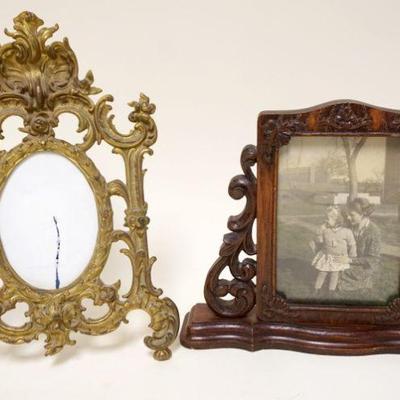 1080	ORNATE FRAME LOT, BRASS & WOOD, TALLEST APPROXIMATELY 13 IN HIGH
