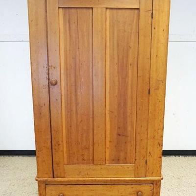 1041	ANTIQUE COUNTRY PINE ONE DOOR ONE DRAWER CUPBOARD, APPROXIMATELY 49 IN X 21 IN X 83 IN 
