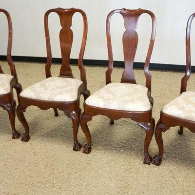 1112	SET OF 4 MAHOGANY QUEEN ANNE STYLE SIDE CHAIRS, BALL & CLAW FOOT
