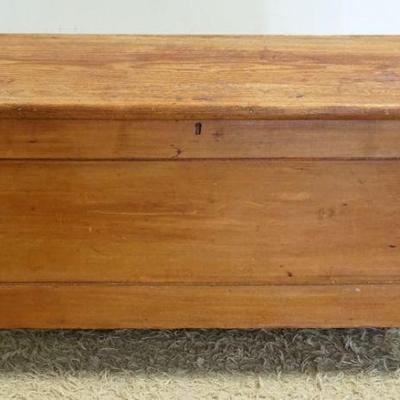 1030	COUNTRY PINE BLANKET CHEST ON TURNED FEET W/PANELED SIDES, APPROXIMATELY 47 IN X 20 IN X 25 IN HIGH
