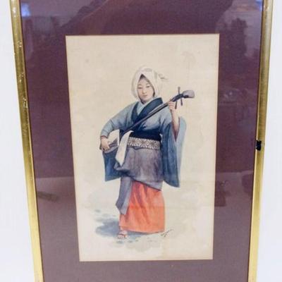 1175	SIGNED WATERCOLOR OF ASIAN WOMAN, APPROXIMATELY 17 IN X 24 IN OVERALL
