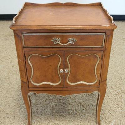 1109	FRENCH PROVINCIAL ONE DRAW 2 DOOR STAND, APPROXIMATELY 21  IN X 15 IN X 29 IN HIGH
