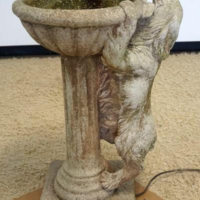 1024	CONCRETE BIRD BATH W/PUMP & A CURIOUS DOG AT SIDE, APPROXIMATELY 17 IN X 33 IN HIGH
