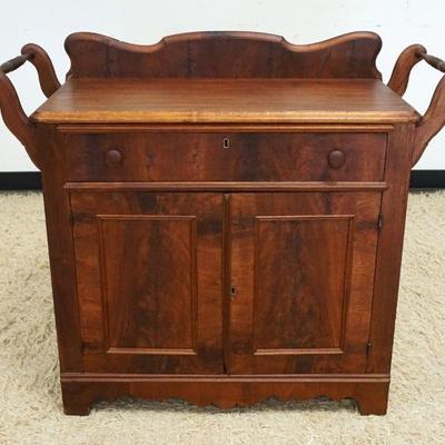 1038	VICTORIAN WASHSTAND W/TOWEL BARS & BURL WALNUT PANELS & DRAWER FRONTS, APPROXIMATELY 40 IN X 17 IN X 34 IN HIGH
