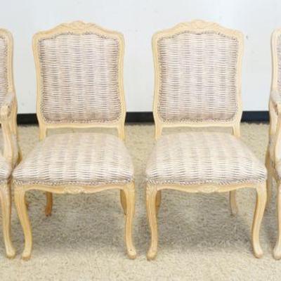 1088	SET OF 4 ETHAN ALLEN COUNTRY FRENCH STYLE CHAIRS, UPHOLSTERED, 2 ARM & 2 SIDE
